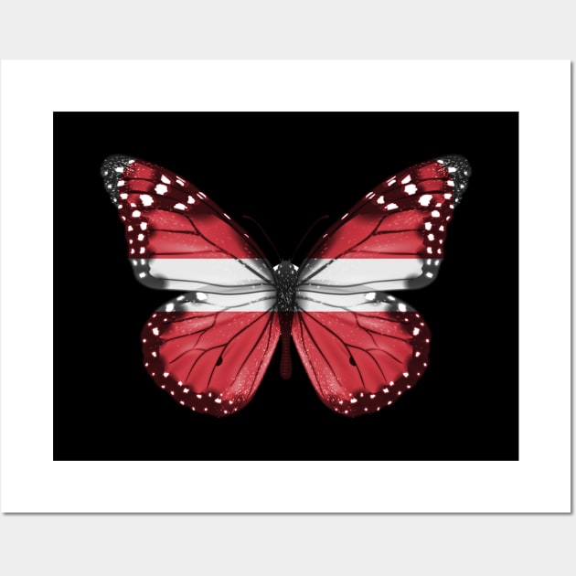 Latvian Flag  Butterfly - Gift for Latvian From Latvia Wall Art by Country Flags